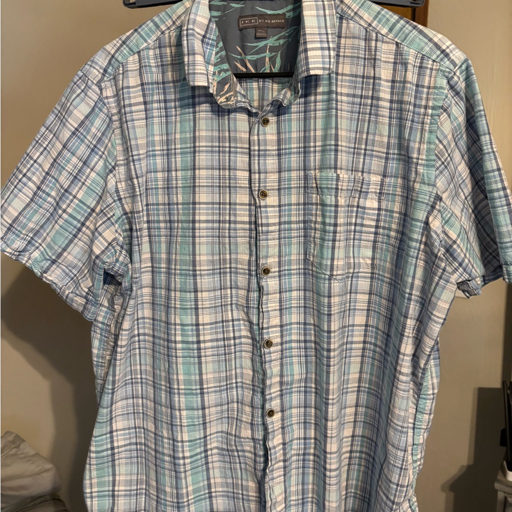 Ike By Ike Behar Mens Blue Plaid Shirt